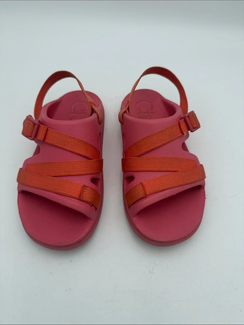 Chaco Kids Pink Sandals with Orange Straps kids 4 casual beach vacation outdoor